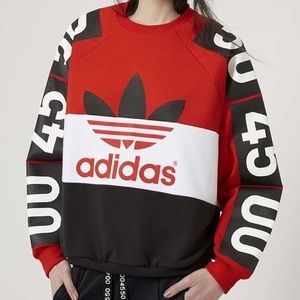 Adidas Originals x Topshop Superstar Trefoil Sweatshirt red black white